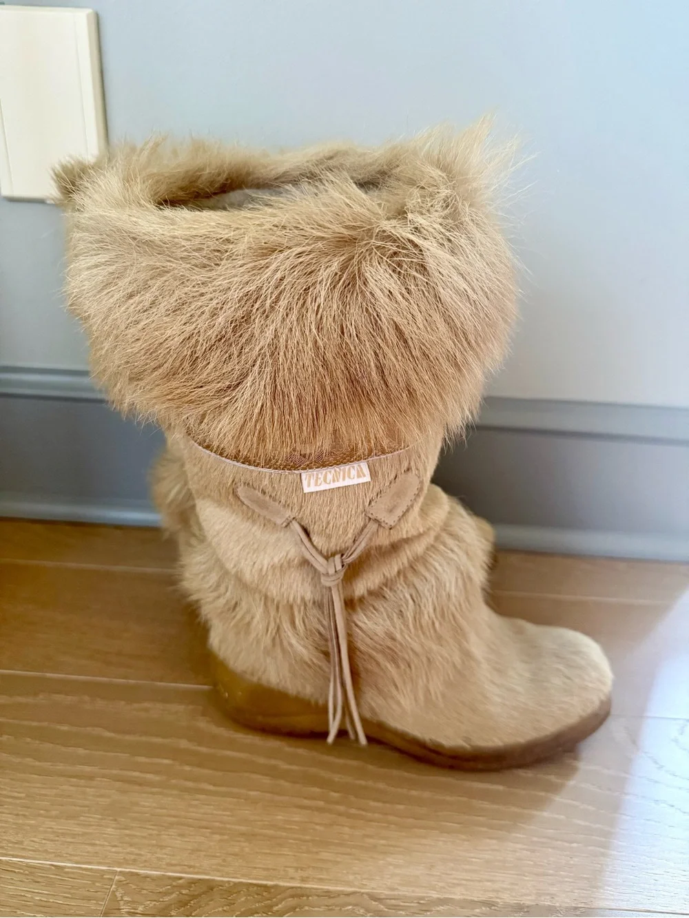 Tecnica Camel Fur Tassel Mid-Calf Boots
